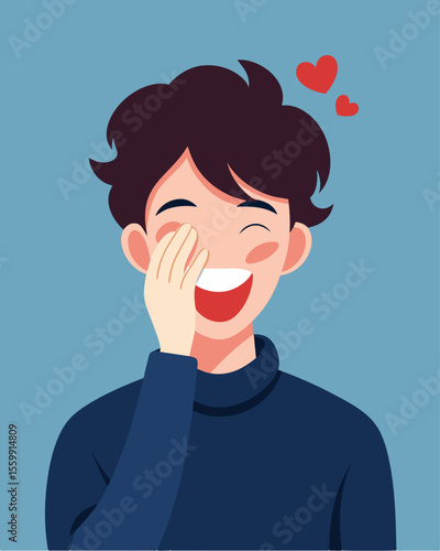 A persons smile does not reach their eyes as they try to hide the chains of guilt and shame that hang heavy on their heart.. Vector illustration