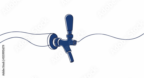 Illustration of a beer tap with a flowing line.