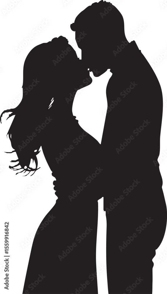 Couple Silhouette Kiss: Romantic Black & White Vector Art for Love, Romance, Affection & Relationship Designs.
Couple Silhouette Kiss: Romantic Black & White Vector Art for Love, Romance, Affection & Relationship Designs.