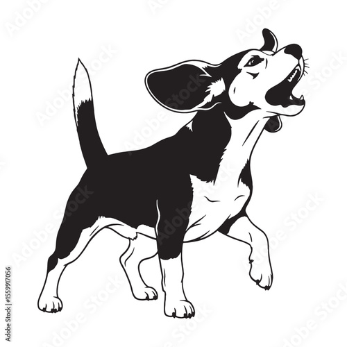 A proud Beagle digital black image, an elegant graphic resource for projects - Beagle silhouette - Beagle Vector - Silhouette of Beagle - dog silhouette


