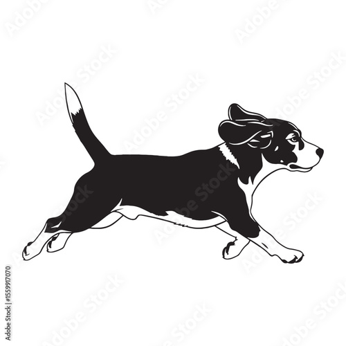 Showcasing a friendly Beagle digital black form, simple yet impactful for designs - Beagle silhouette - Beagle Vector - Silhouette of Beagle - dog silhouette

