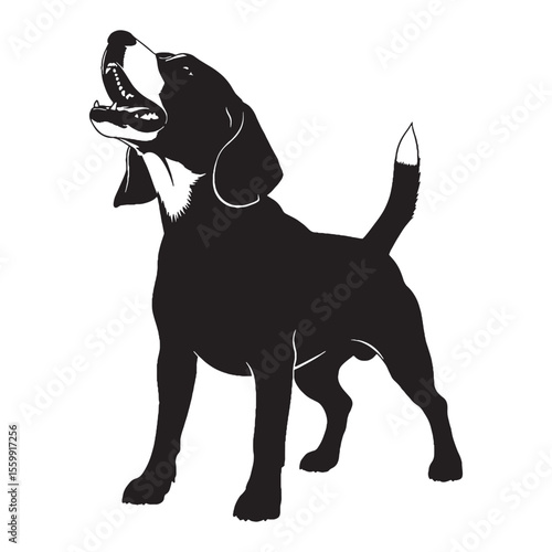 Presenting a loyal Beagle digital black profile, with clean, sharp edges - Beagle silhouette - Beagle Vector - Silhouette of Beagle - dog vector

