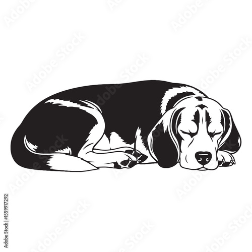 A charming Beagle black vector artwork, capturing the breed's lively nature - Beagle silhouette - Beagle Vector - Silhouette of Beagle - dog silhouette

