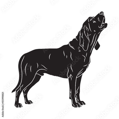 Featuring an authentic Bloodhound digital visual, accurately representing the breed - Bloodhound silhouette - Bloodhound Vector - Silhouette of Bloodhound - dog vector


