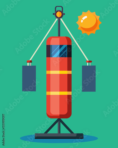 A solarpowered punching bag providing an intense workout while also generating renewable energy.. Vector illustration