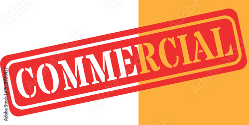 Bold red and yellow stamp with the word commercial