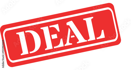 Bold red stamp with white text announcing a deal
