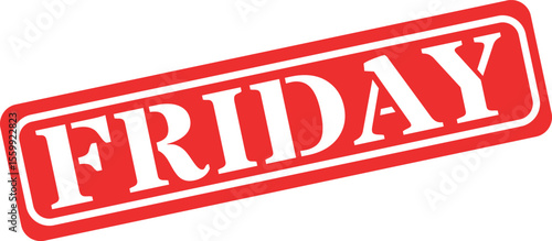 Bold red stamp with white friday text on white background