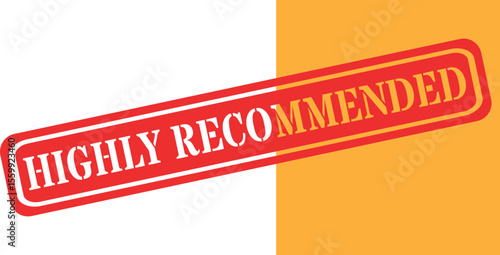 Red and yellow stamp declaring highly recommended