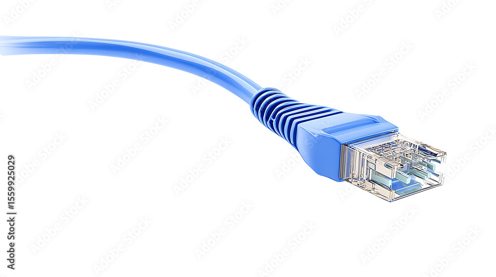 Ethernet cable. LAN, network, Internet concept. RJ45 cord isolated on white 3d illustration Ethernet cable. LAN, network, Internet concept. RJ45 cord isolated on white 3d illustration
