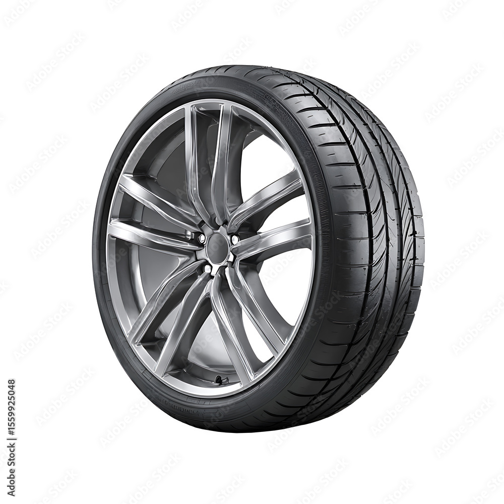 Obraz premium Car wheel isolated on a white background - 3d rendering 