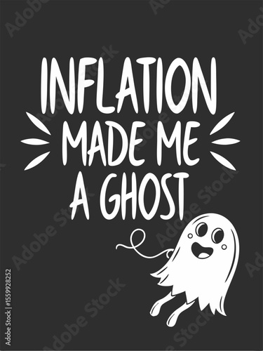 Humorous Ghost Illustration Reflecting Financial Hardship A Playful Commentary on Inflation s Impact Suitable for Banners and Advertisements