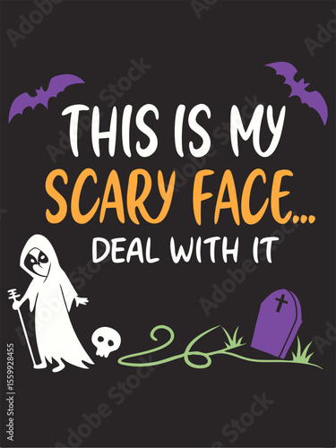A Creepy Scary Face Vector Illustration Deal With It Design for Halloween Horror or Gothic Projects