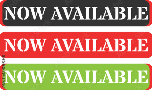 Three rectangular buttons announcing availability in different colors