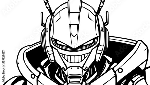 Detailed Art Drawing Of A Futuristic Robot or Mechatronic Armor
