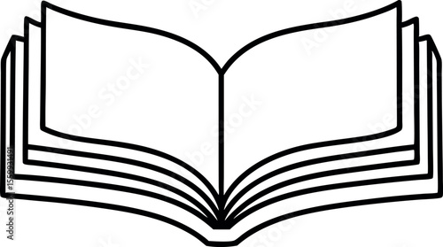 Vector art of an open book with blank pages invites the reader to learn, isolated on white background