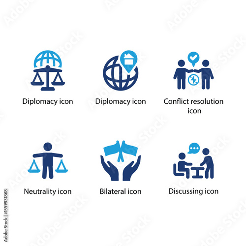 Diplomacy, Diplomacy, Conflict resolution, Neutrality, Bilateral, Discussing icon