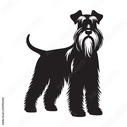 A lively Miniature Schnauzer dog artwork, capturing the breed's spirited nature - Miniature Schnauzer silhouette - Miniature Schnauzer Vector - Silhouette of Miniature Schnauzer - dog silhouette

