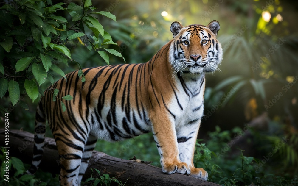 Fototapeta premium Majestic Tiger in Lush Jungle Setting
