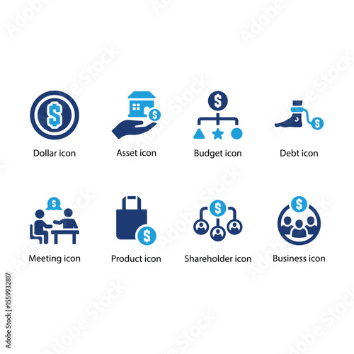 Dollar, Asset, Budget, Debt, Meeting, Product, Shareholder, Business icon