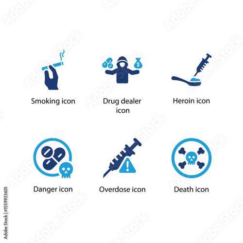 Smoking, Drug dealer, Heroin, Danger, Overdose, Death icon