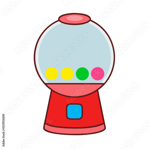 Cartoon gumball machine with colorful gumballs isolated on transparent background