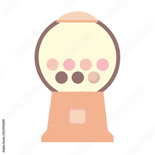 Retro gumball machine with colorful candy balls isolated on transparent background