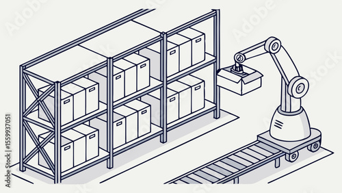 Engineering automation design bio-mechanical machine Industrial warehouse robot stacking parcels