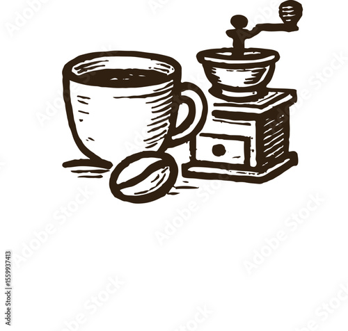 coffee grinder and cup