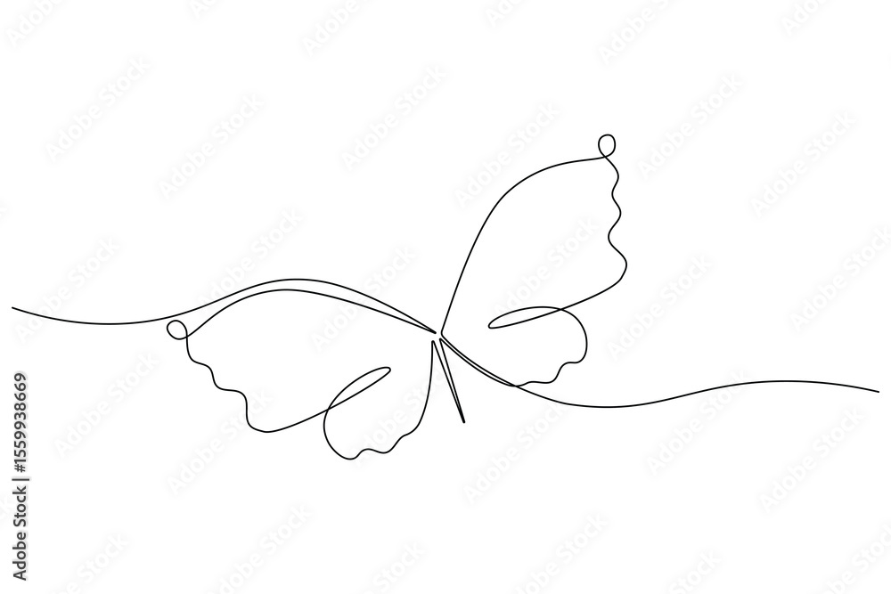 Obraz premium Butterfly continuous one line art drawing beautiful flying minimalist single line unique butterfly vector illustration.