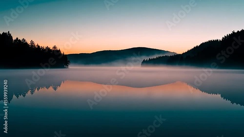 Wallpaper Mural Misty lake sunrise reflection Torontodigital.ca