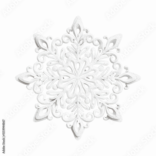 Intricate White Snowflake Design, 3D Render