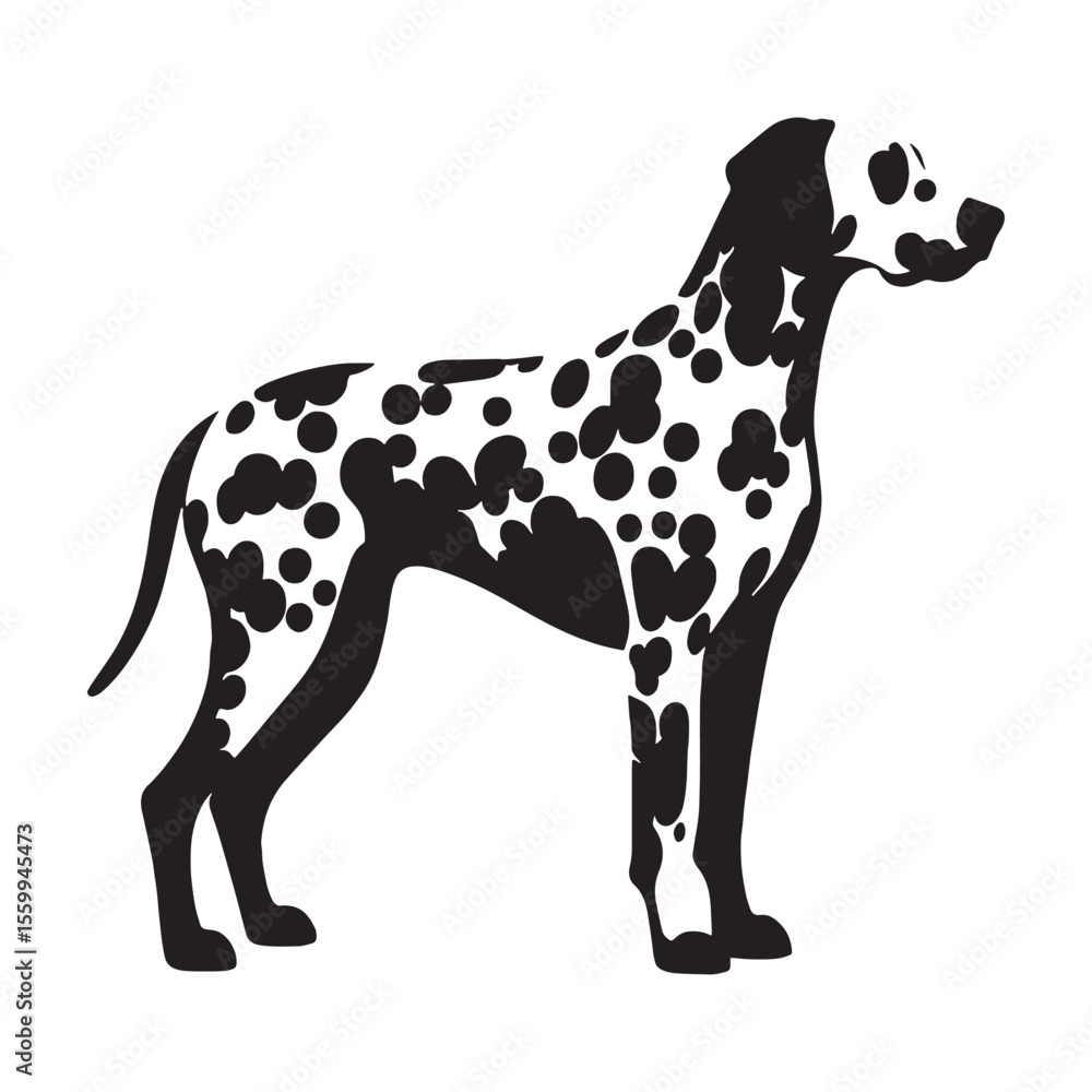 Fototapeta premium Presenting a classic Dalmatian breed profile, with clean, sharp edges - Dalmatian silhouette - Dalmatian Vector - Silhouette of Dalmatian - dog vector