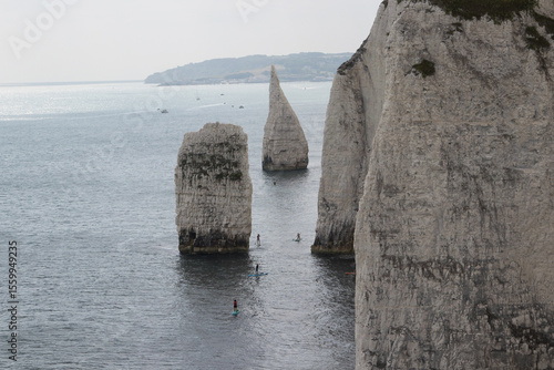Old Harry Rocks in Dorset UK looking down towards the sea