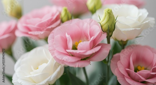 Wallpaper Mural Blooming Lisianthus Flowers in Pink and White Hues Torontodigital.ca