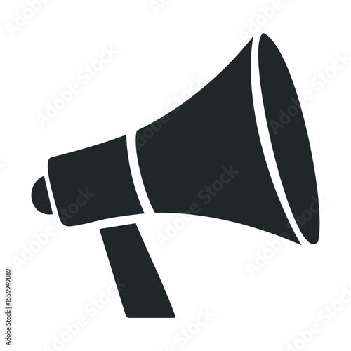 Black megaphone icon symbolizing communication and announcement.