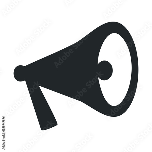 Black megaphone icon on white background.