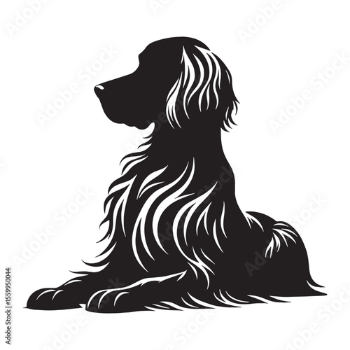 An energetic Irish Setter dog outline, reflecting its spirited disposition - Irish Setter silhouette - Irish Setter Vector - Silhouette of Irish Setter - dog silhouette

