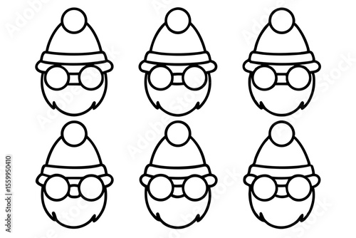 Santa Eyewear Collection Minimal Line Art Vector