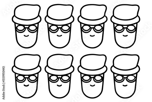 Santa Eyewear Collection Minimal Line Art Vector