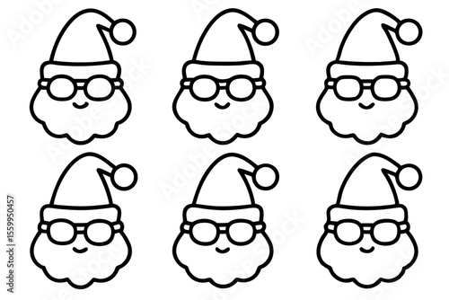 Santa Eyewear Collection Minimal Line Art Vector