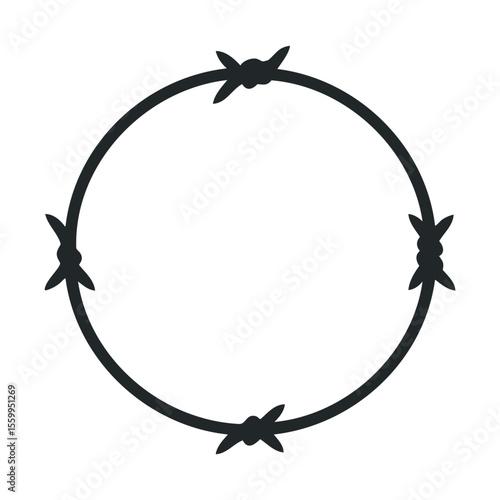 Barbed wire circle symbolizing restriction and boundaries.