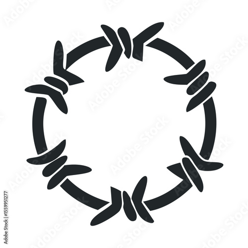 Circular barbed wire crown design in black.