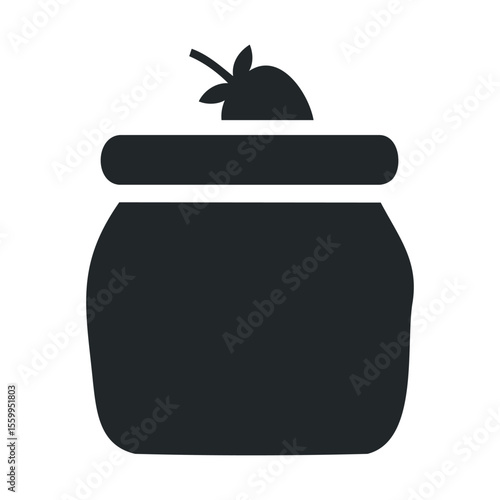 Silhouette of jam jar with leaf topping.