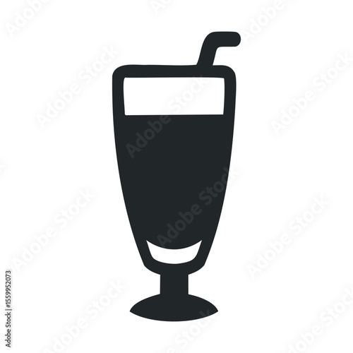 Simple black and white milkshake silhouette in tall glass.