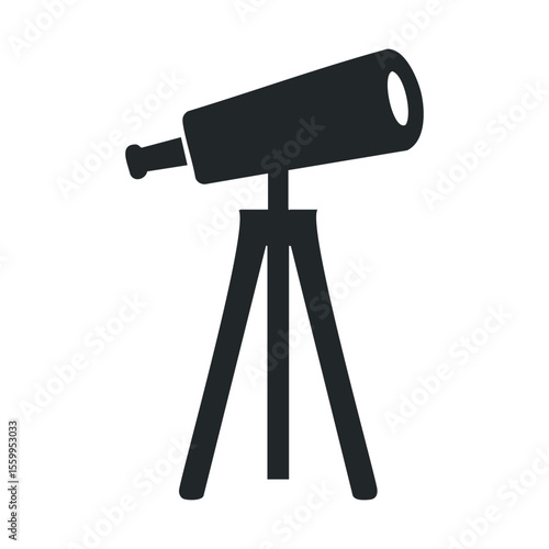 Silhouette of telescope on tripod: astronomy and stargazing symbol.