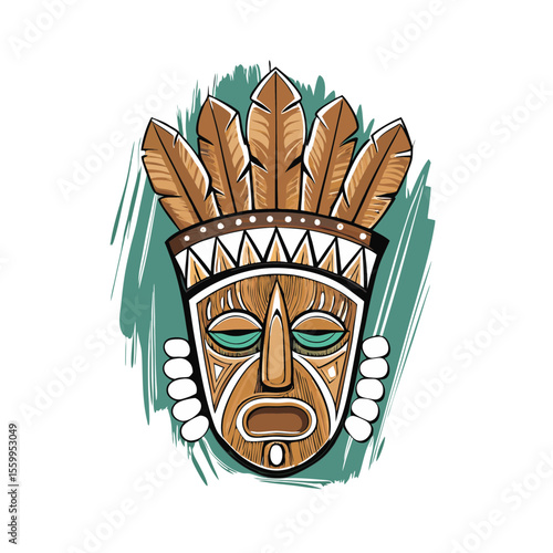Indigenous mask representing Indigenous Peoples Day  