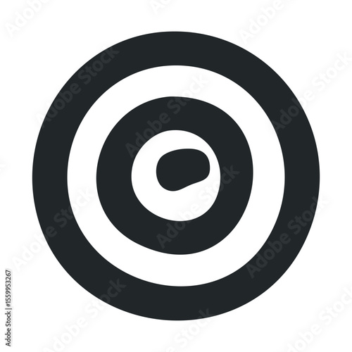 Black and white target icon with concentric rings on white background.