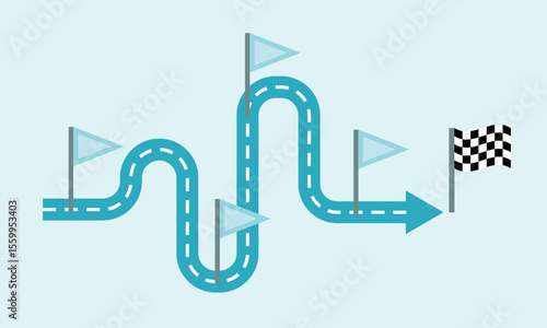 Der Weg zum Ziel - Etappen mit Zielflagge