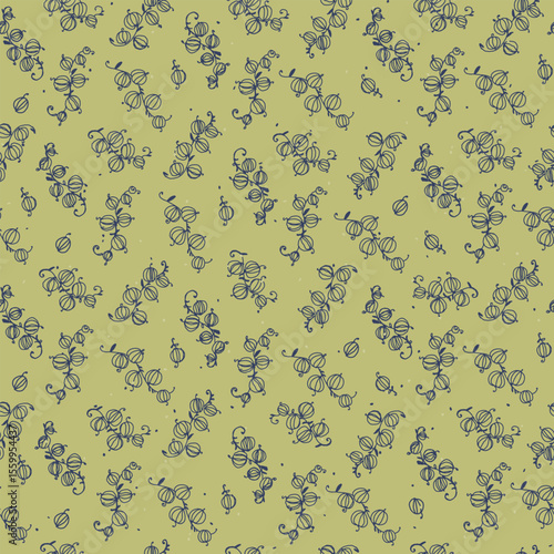Seamless pattern with hand drawn with stylized bunches of currants Block Prints inspired by printmaking that uses wooden blocks to transfer repeating designs onto textiles.